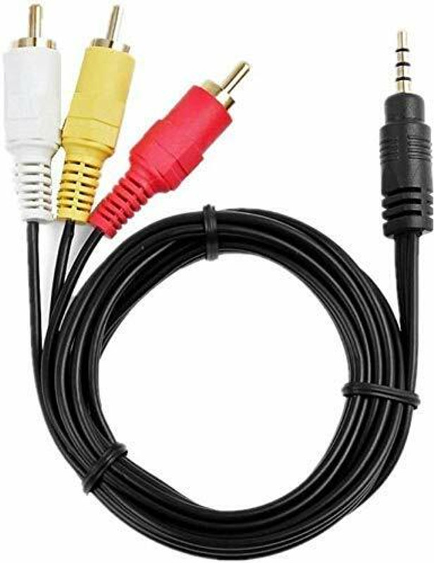 Rhobos 3 Rca Male To Male Composite Audio Video Av Cable Tv Lcd Led DTH Multipurpose Controller
