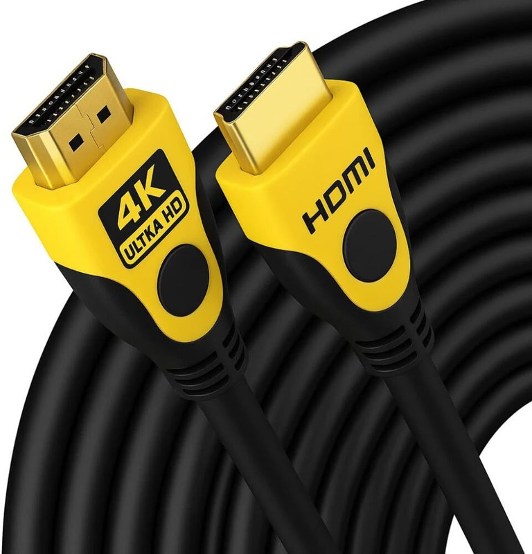 Maizic Smarthome HDMI Cable 15 m Metal Braided 15m HDMI 2.0 High-Speed Cable | 4K UHD @60Hz, 18Gbps with Ethernet(Compatible with HDTV, Game Box, Projectors, Yellow, Black, One Cable)