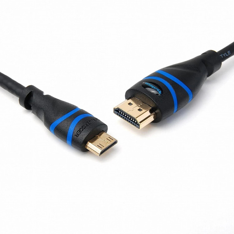 BlueRigger HDMI Cable 1.8 m High Speed Mini with Ethernet (6ft)(Compatible with Camcorder, Gaming Console, HDTV, Camera, Black, One Cable)
