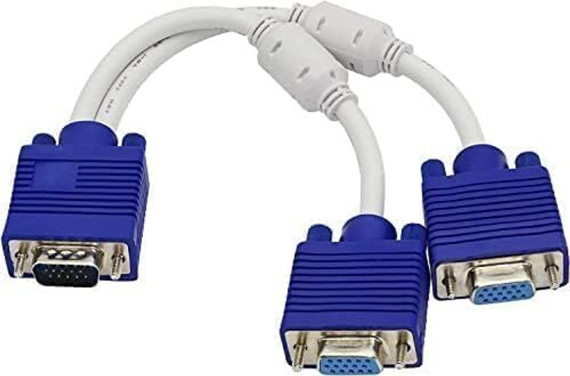 RyzCare  TV-out Cable VGA Male to 2 VGA Female 15 Pin(White, For TV, 0.3 m)