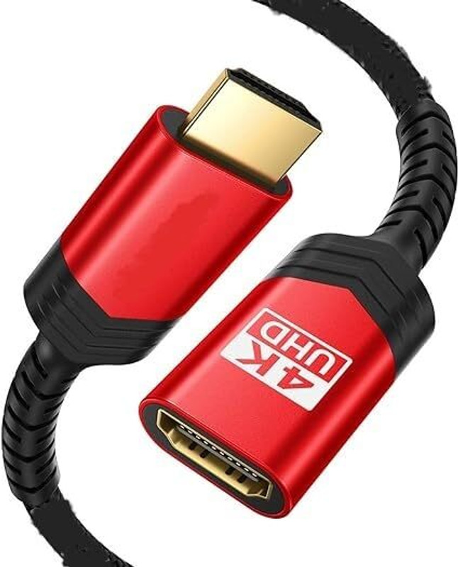 HITRIME TV-out Cable 4K 60Hz High Speed HDMI Extender Cord Male to Female Cable For Computer(RED&Black, For TV)