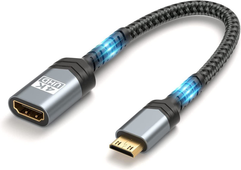 Tobo HDMI Cable 0.13 m Mini HDMI to HDMI Adapter Mini HDMI Male to HDMI Female Cable with 4K TD-973H(Compatible with HDTV, Projector, Laptop, Tablet, Grey, One Cable)