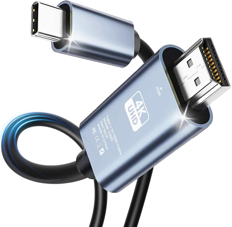 TMC Type C 1.8 m type c to hdmi(Compatible with tv cast, Black, One Cable)
