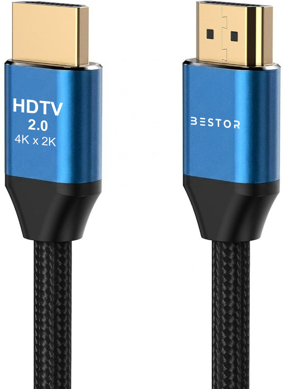 Bestor HDMI Cable 1.5 m 4K HDMI Cable, High Speed HDMI 2.0 Nylon Braided Cable, 4K@60Hz, Ultra HD, 2K, 1080P(Compatible with PC, Xbox, PS4 Pro, Projector, Black, One Cable)