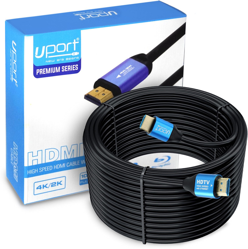 UPort HDMI Cable 20 m 4K HDMI Cable High Speed, Gold Connectors, Ultra HD, 2K, 1080P, & ARC(Compatible with Monitor, Laptop, Projector, Gaming, Black, One Cable)