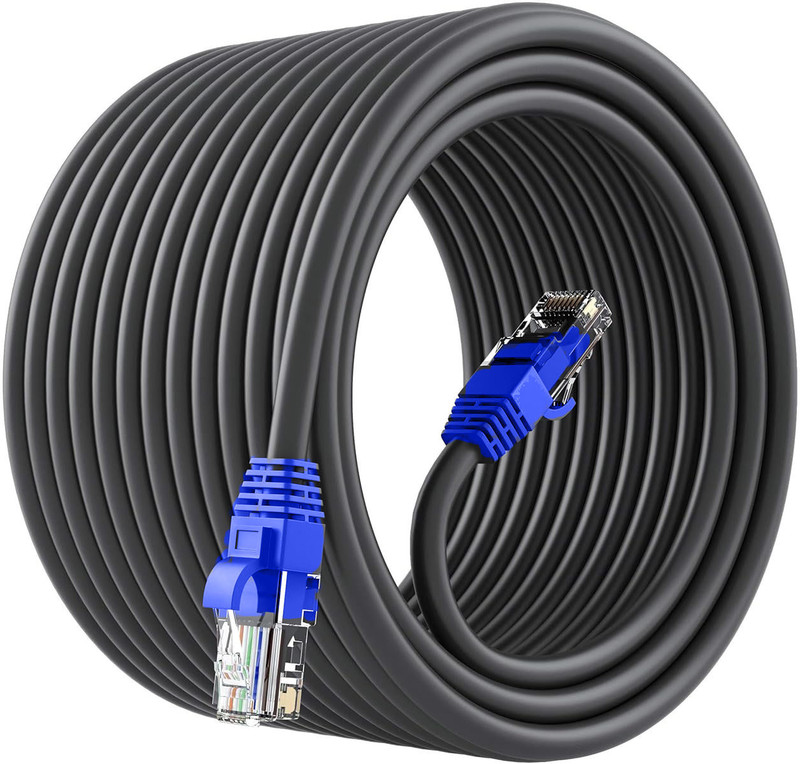 Sadow LAN Cable 80 m 80 Meter CAT6 Outdoor Direct Burial RJ45 LAN Cable 24AWG Waterproof(Compatible with Heavy Duty Cameras, Security Cameras, Printer, Modem, Router, Switch,, Dark Black)