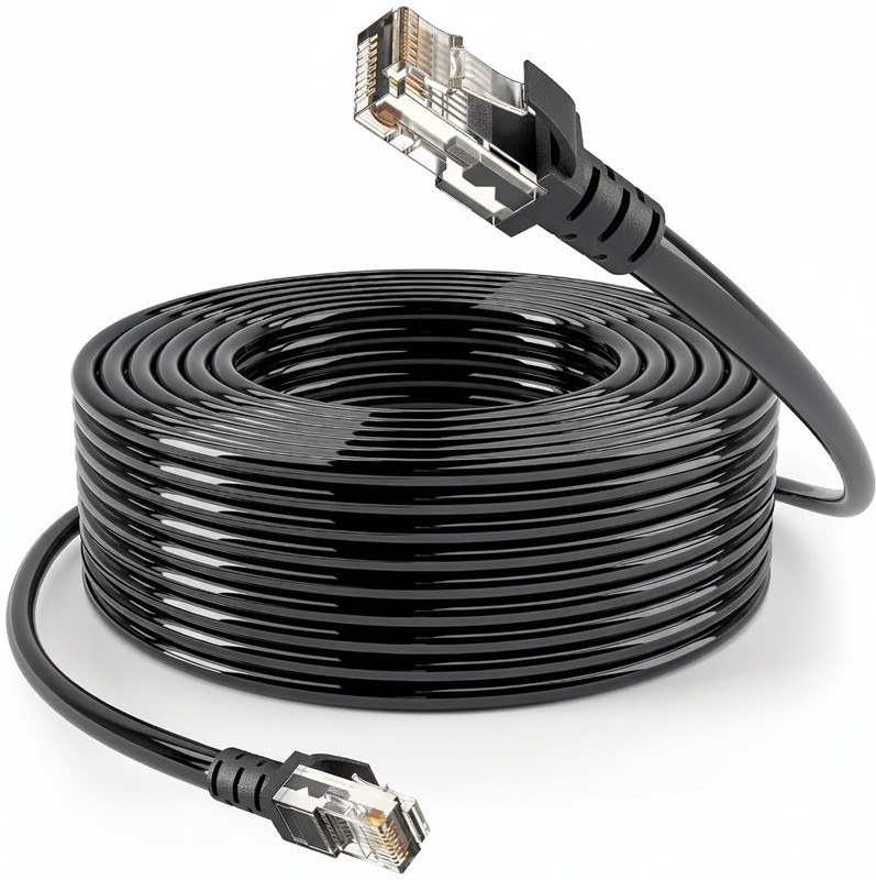 Sadow LAN Cable 70 m CAT5e Outdoor Indoor Ethernet Cable Network Cable 1000Mbps RJ45 Cable(Compatible with Router, WiFi CCTV, Black, One Cable)
