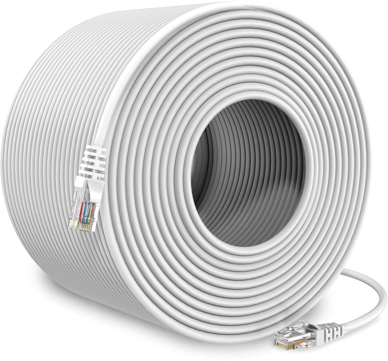 sounce LAN Cable 100 m CAT 6 Ethernet(Compatible with CCTV, Router, Switches, PC, White, One Cable)