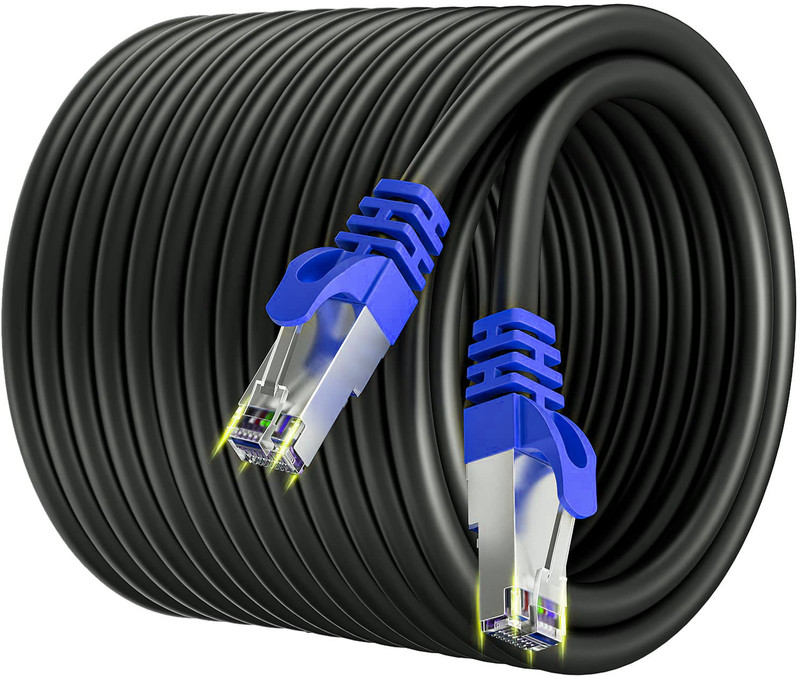 Sadow LAN Cable 50 m 50 Meter Cat5e Outdoor Ethernet LAN Cable Waterproof/UV Resistant(Compatible with Desktops, Laptops, Servers, Gaming Consoles, TV, Cat5e Black)