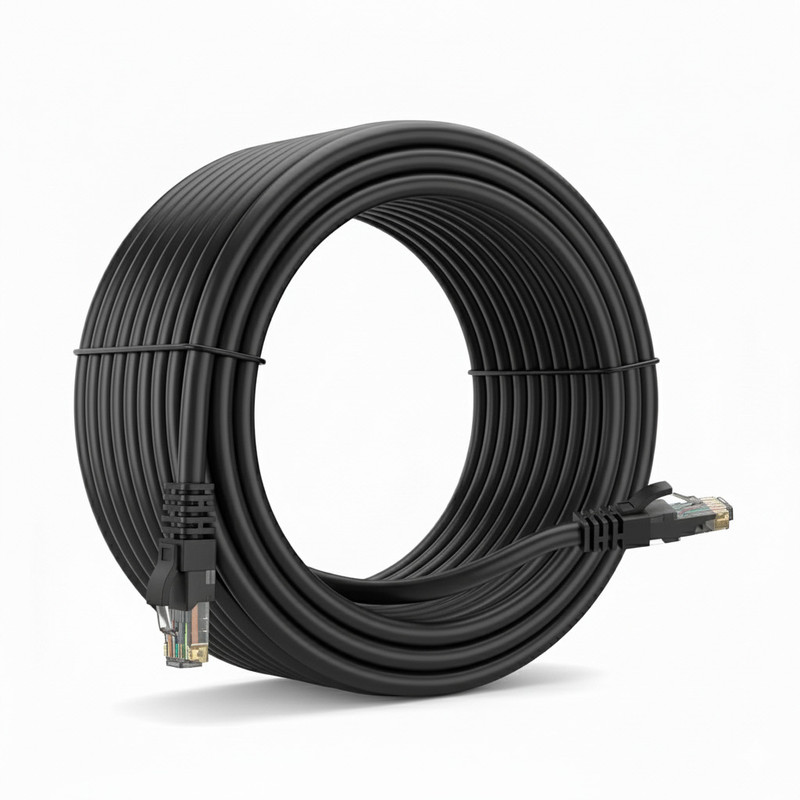 Sadow LAN Cable 50 m 50 Meter Cat5e Outdoor Ethernet LAN Cable Waterproof/UV Resistant(Compatible with Desktops, Laptops, Servers, Gaming Consoles, TV, Cat5e Black)