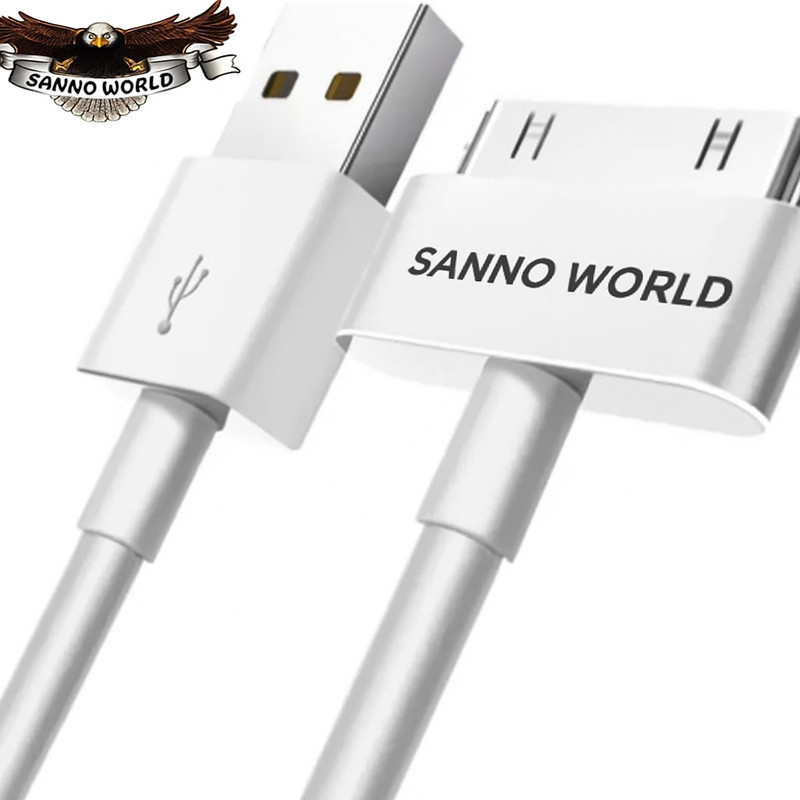 SANNO WORLD Lightning Cable 1.12 m 30 Pin Data Cable(Compatible with Apple iPhone 4/4s, 3G iPhone, iPod Nano USB Cable, White, One Cable)