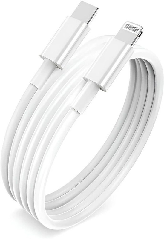 MAK Lightning Cable 3 A 1 m 20 Watt PD Original PVC Type C to Lightning cable(Compatible with Apple iPhone 11 iPhone 12 iPhone 13 iPhone 14 iPhone 15 iPhone X iPhone XR, White, One Cable)