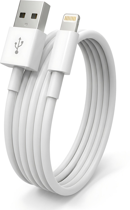 MAK Lightning Cable 2 A 1 m USB to Lightning Cable For Fast Charging(Compatible with Iphone 5/5C/5S/6/6S/7/8/X/XR/XS Max/11/12/13 Series, iPad, iPod & More, White, One Cable)