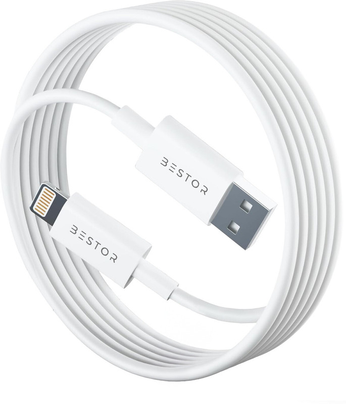Bestor Lightning Cable 1.2 m USB to Lightning Cable 27W Fast Charger(Compatible with Smart phone, laptop, Speaker, White)