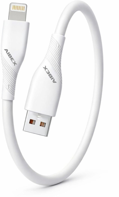 AIBEX Lightning Cable 3.4 A 0.2 m 20cm Short Lightning To USB Charging and Data Sync Power Bank Cable for All Types iPhone(Compatible with iPhone, iPad Air, iPad Mini, iPod Nano, iPod Touch, White, One Cable)