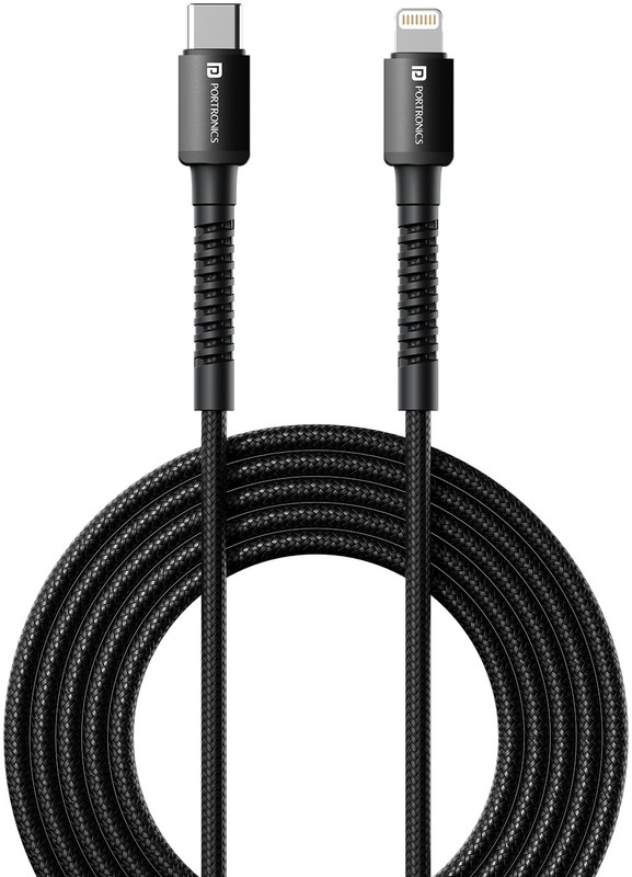 Portronics USB Type C Cable 6 A 1 m Konnect X Nylon Braided Fast Charging and Data Sync(Compatible with Smartphones, Red, One Cable)