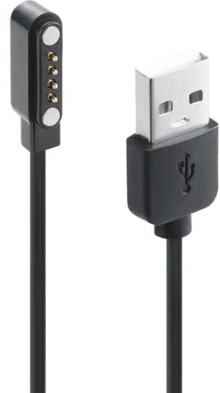 EYNK Magnetic Charging Cable 0.6 m Universal 4 pin USB charger cable for all Smartwatch(Compatible with Fire Boltt, Boat,Noise, BeatXP & all Smartwatch which support 4 pin connector, Black, One Cable)