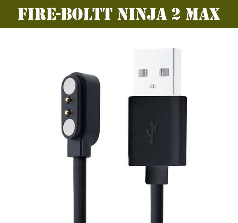 HexaGear Magnetic Charging Cable 0.6 m FIRE-BOLTT Ninja 2 Max BSW022 Smartwatch with Activity Tracker(Compatible with FIRE BOLTT Ninja 2 Max Charging Cable, BSW022, DO NOT WORK ANY OTHER SMART WATCH, Black, One Cable)