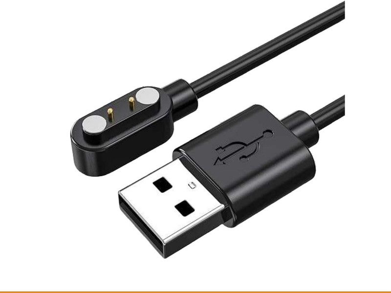 KORVIX Magnetic Charging Cable 0.35 m Smart Watch Cable 19(Compatible with This USB magnetic 2pin charging cable is suitable for charge smartwatches, Black, One Cable)