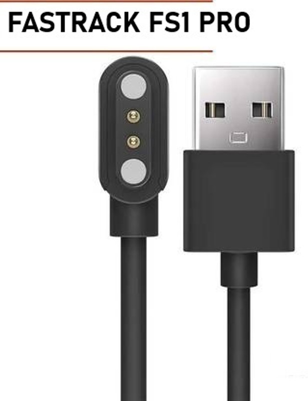PazerPro Magnetic Charging Cable 0.6 m Fastrack FS1 Pro 38086PP02 Smartwatch(Compatible with Fastrack FS1 Pro Charging cable, 38086PP02, DO NOT WORK ANY OTHER SMART WATCH, Black, One Cable)