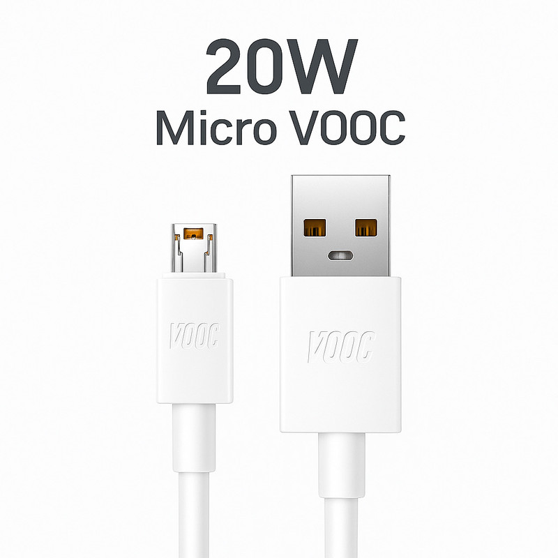 ULTRAWARP Micro USB Cable 4 A 1.1 m oem 20W 5V/4A MICRO VOOC CHARGER CABLE(Compatible with Oppo F9 Pro, R7, R9 F11 Pro, Realme 3 PRo, White & Yellow, One Cable)