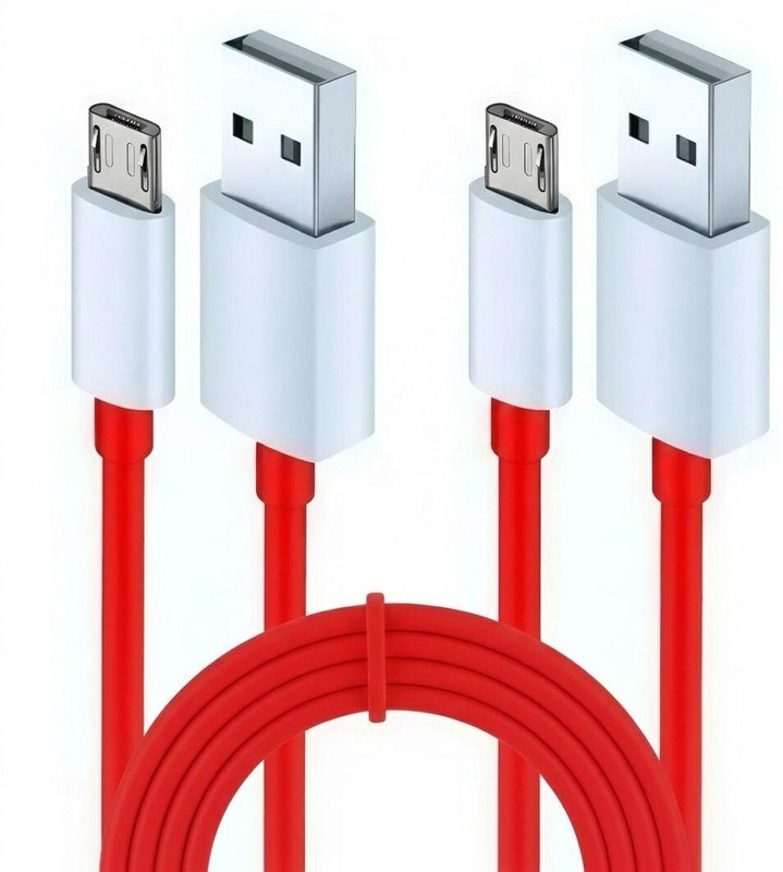 FUTTOOO Micro USB Cable 1.02 m 2.5 A copper Braided Type b data cable b type cable(Compatible with Mi, VIVO, OPPO, REALME, ALL TYPES OF SMART PHONES, Red, Pack of: 2)