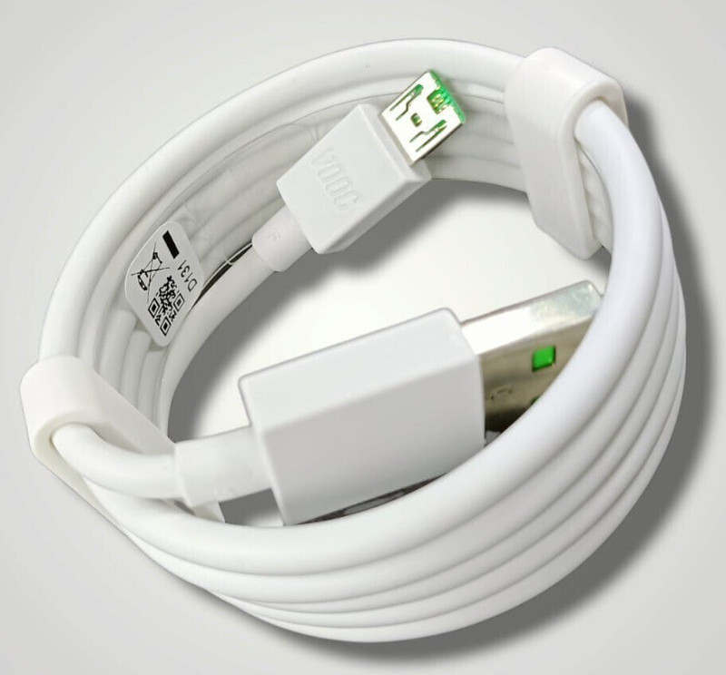 jkg Micro USB Cable 4 A 1.01 m original FAST CHARGING MICRO VOOC 20W 5V/4A(Compatible with Oppo 11,11pro, F9 Pro, R7, R9, REALME 3 PRO, White, One Cable)