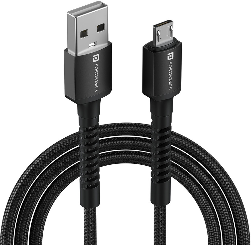 Portronics Micro USB Cable 3 A 1 m Konnect X USB-A to Micro USB Fast Charging Cable,Max 3A Output, Micro USB Device(Compatible with Mobile, Power bank, Earbuds, Black, One Cable)