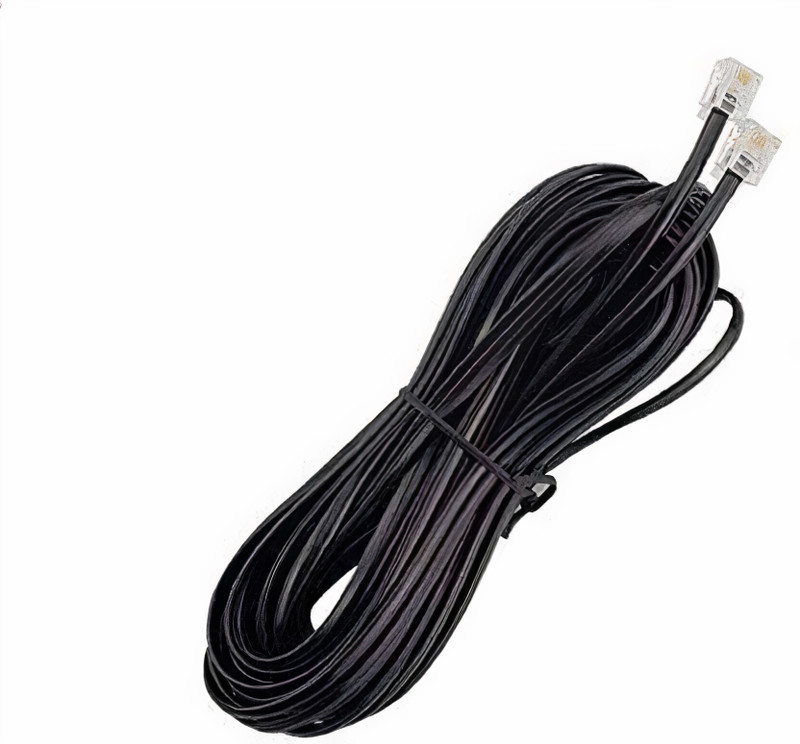Hybite Patch Cable 5 m 5 Meter Telephone Landline Cord Cable Landline Wire with Standard RJ-11 Plugs, High-Speed Internet Modem Cable(Compatible with fax, modems, Connects telephones, Black, One Cable)