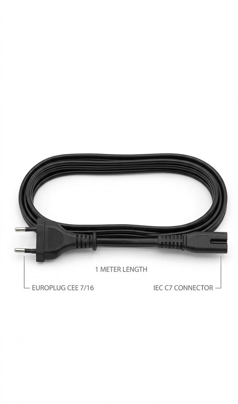 TECHCARTEL Power Cord 1 m N/A 2 PIN POWER CORD(Compatible with Printer, TV, Laptop, LED TV, Monitor, TAPE RECORDER, PLAY STATION, Black, One Cable)