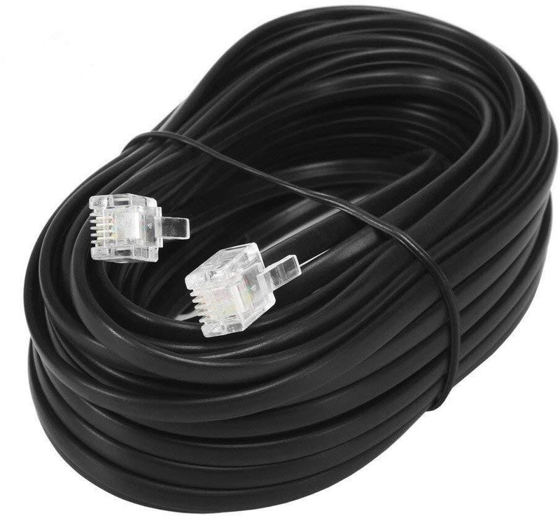 EXPERTRONICS Power Cord 8 m 8 Meter Telephone Landline Extension Cord Cable Landline Wire (Compatible with fax, modems, Connects telephones, Black)(Compatible with LANDLINE PHONE, ALL TYPE LAND LINE PHONE, Black)