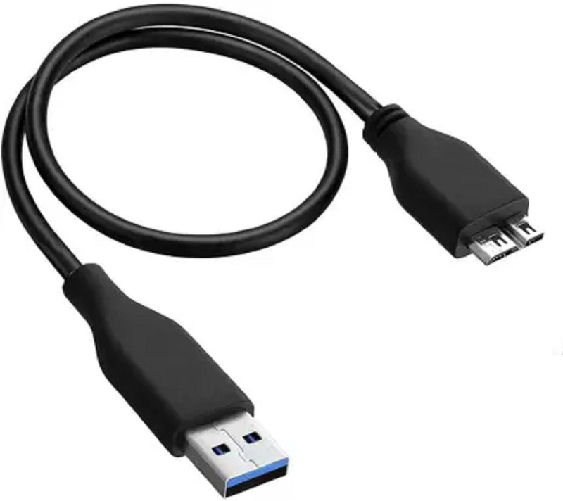 VYAR Micro USB Cable 0.3 m USB 3.0 Cable A to Micro B high Speed Upto 4.8 Gbps Data Transfer Cable for Portable External Hard Drive(Compatible with External Hard Drives cable, Black, One Cable)