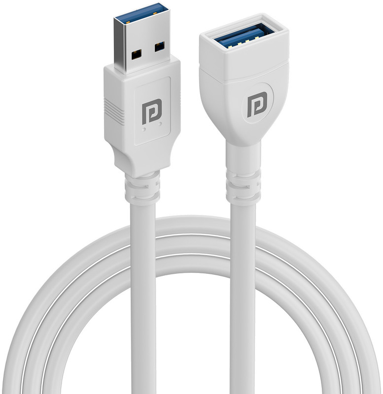 Portronics Power Sharing Cable 1.5 m Uniconnect,1.5M USB Type-A Male to Female Extension Cable,High-Quality PVC Build(Compatible with Printers, Webcams, Gaming Console, White, One Cable)