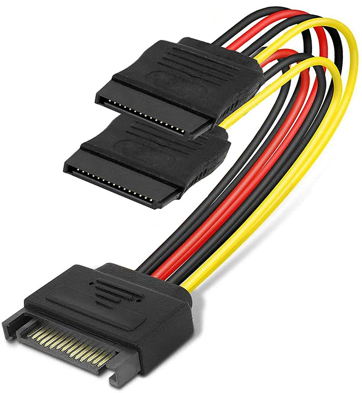 STORITE Power Sharing Cable 0.15 m SATA Cable Y-Splitter Cable Male to Dual Female Extension Cable for Hard Disk Drive Adapter Cable(Compatible with Computer, DVR, HDD, external case, DESKTOP PC, PC, Multicolor, One Cable)