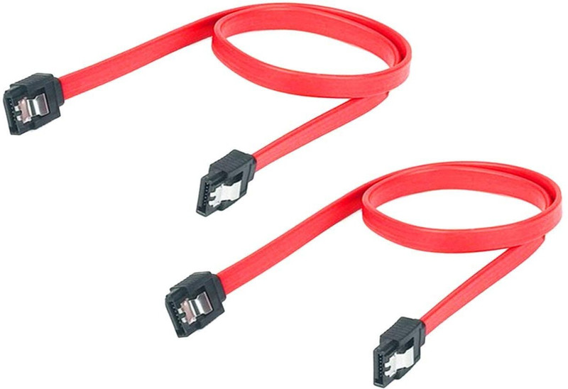 WiredCom Power Sharing Cable 0.1 m 2 pcs SATA (SATA 3) Cable 1.5GB/s, 3GB/s, 6GB/s for Hard-Disk and SSD Cable Red with Locking Latch(Compatible with Hard-Disk and SSD, Black)