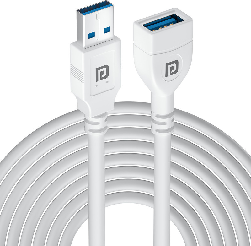 Portronics Power Sharing Cable 1.5 m Uniconnect,1.5M USB Type-A Male to Female Extension Cable,High-Quality PVC Build(Compatible with Printers, Webcams, Gaming Console, White, One Cable)