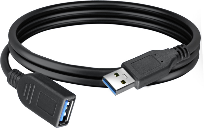 STORITE Reversible USB 2.0 1.5 m Copper USB 3.0 Male A To Female A Extension Cable SuperSpeed 5GBps(Compatible with Laptop, PC, Printers, Black, One Cable)