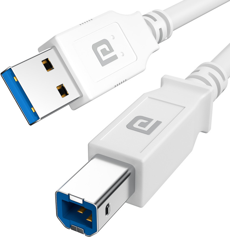 Portronics Reversible USB 2.0 5 m PrintLink 5 Printer Cable, USB Type-A to Type-B Cord, 5 m / 16.5 Ft Long,(Compatible with Laptops, Desktop, White, One Cable)