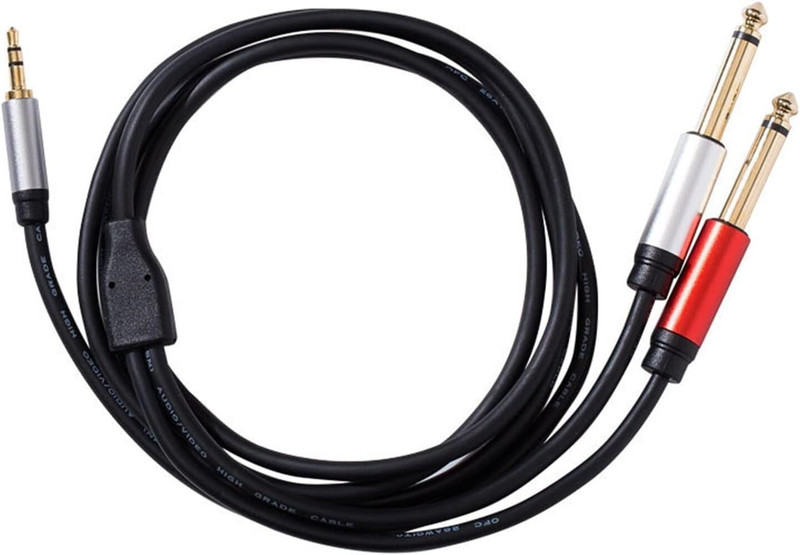 MRdians Stereo Audio Cable 1.5 m 3.5mm Sterio Male to 6.35mm Dual Audio - Aux Splitter Cord(Compatible with Home Audio Amplifier, DJ Controller, Home theaters, DJ Mixers, Guitar, Woofer, Black)