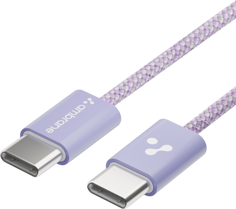 Ambrane USB Type C Cable 1.2 m ABCC-60(Compatible with All types of Type-C enabled devices, Purple, One Cable)