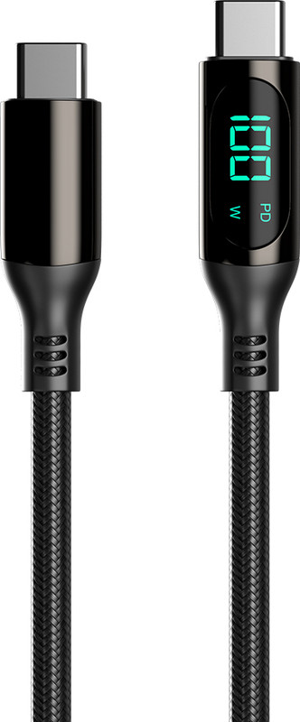 Walta Elite Type C 1 m REAL+ ADV PRO C2C Braided Digital Display(Compatible with Gaming Console, Computer, Mobile, Tablet, Black, One Cable)