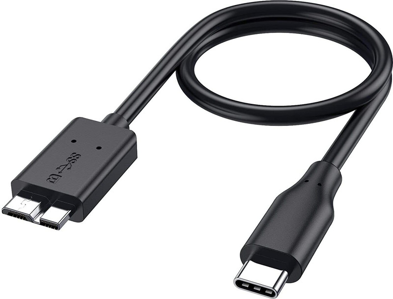 ALRITO USB Type C Cable 0.5 m Short Micro B to USB C Hard Drive Cable 1FT, USB 3.1 Type C to Micro B Cable 5Gbps(Compatible with External Hard Drives Like Wd Elements, My Passport Seagate Expansion, Pro Air, Black, One Cable)