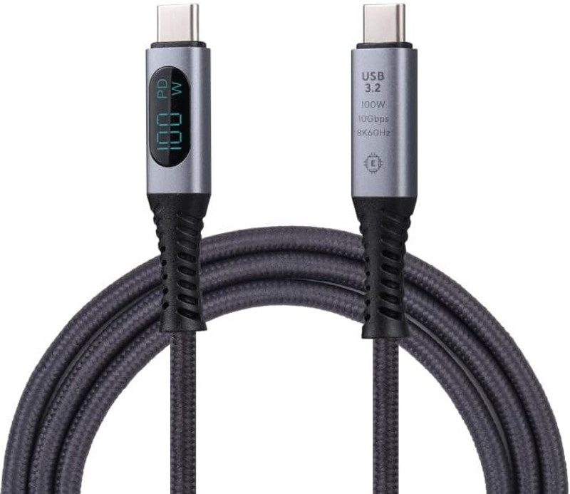 RyzCare  TV-out Cable 100W USB Type C PD3.0 Fast Charging Cable 20V/5A USB3.2 -10Gbps(Grey, For Laptop, 1 m)