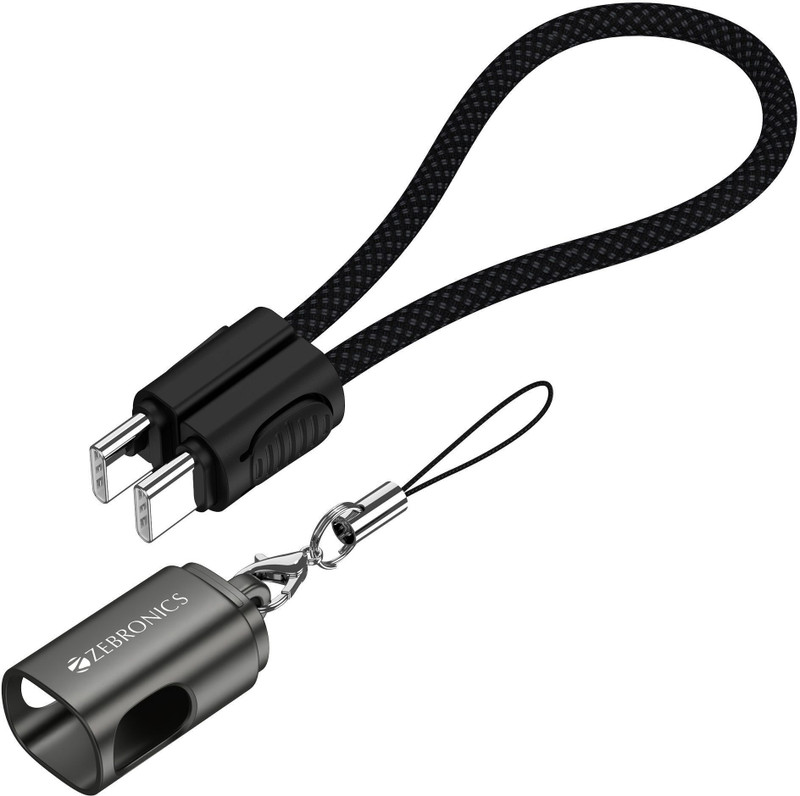 ZEBRONICS Type C 0.2 m ZEB-WATTZ 60CC4(Compatible with Office & Home Use, Black, One Cable)