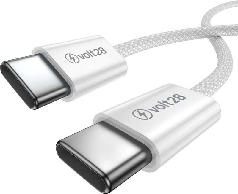 Volt28 Type C 1 m Bare Stranded Copper Fast Charging Type C(Compatible with iPhone, Android, Laptop, USB charger, Power Bank, Car Charger, Tablet, USB Hub, White, One Cable)