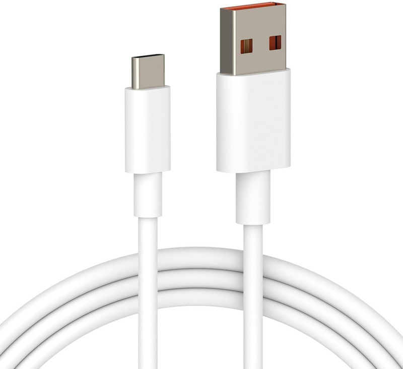 GHEREL Type C 5 A 1 m PVC 67W 6A Type-C Fast Charger Cable(Compatible with Realme,oppo,oneplus,vivo,Samsung, Android, Iphone, Power Bank, Laptop, all smart phone, White, One Cable)