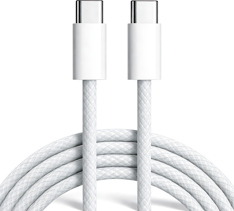 MAK Type C 8 A 1 m Nylon Braided Original 60W USB-C to Type C PD Charging Cable(Compatible with iPhone 16 Series, 15 Series, Pro, Pro Max, Plus, Samsung, Nothing, Pixel, & Other, White, One Cable)