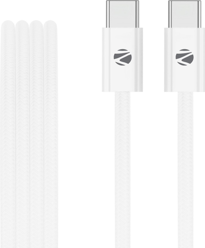 ZEBRONICS Type C 2 m ZEB-WATTZ 240CC1(Compatible with Office & Home Use, White, One Cable)