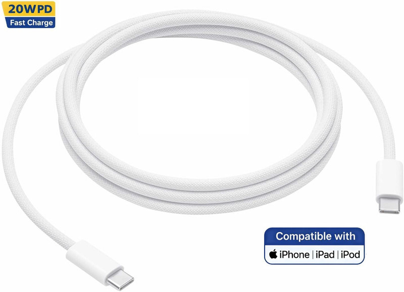 AppIeType C Type C 1 m Apple 60W 3A(Compatible with iPhone, APPLE, iPhone 15, iPhone 16, White, One Cable)