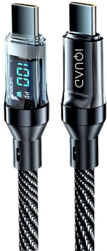 iQUAD Type C 1 m 100W PD C TO C Super Fast Charging Cable with Display (5A)(Compatible with All Mobiles, Black)